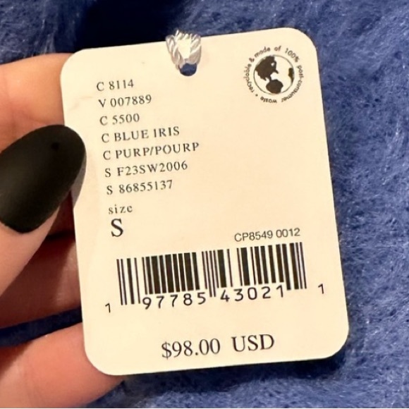 NWT Free People / FP One Cirilla sweater in Blue Iris / new;flawless - Picture 7 of 16